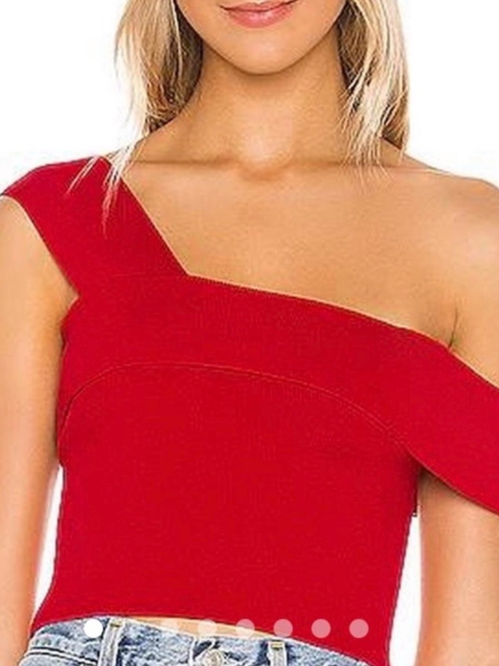 Red One Shoulder Crop Top XS | Fitted Going Out Sexy Date Night Top